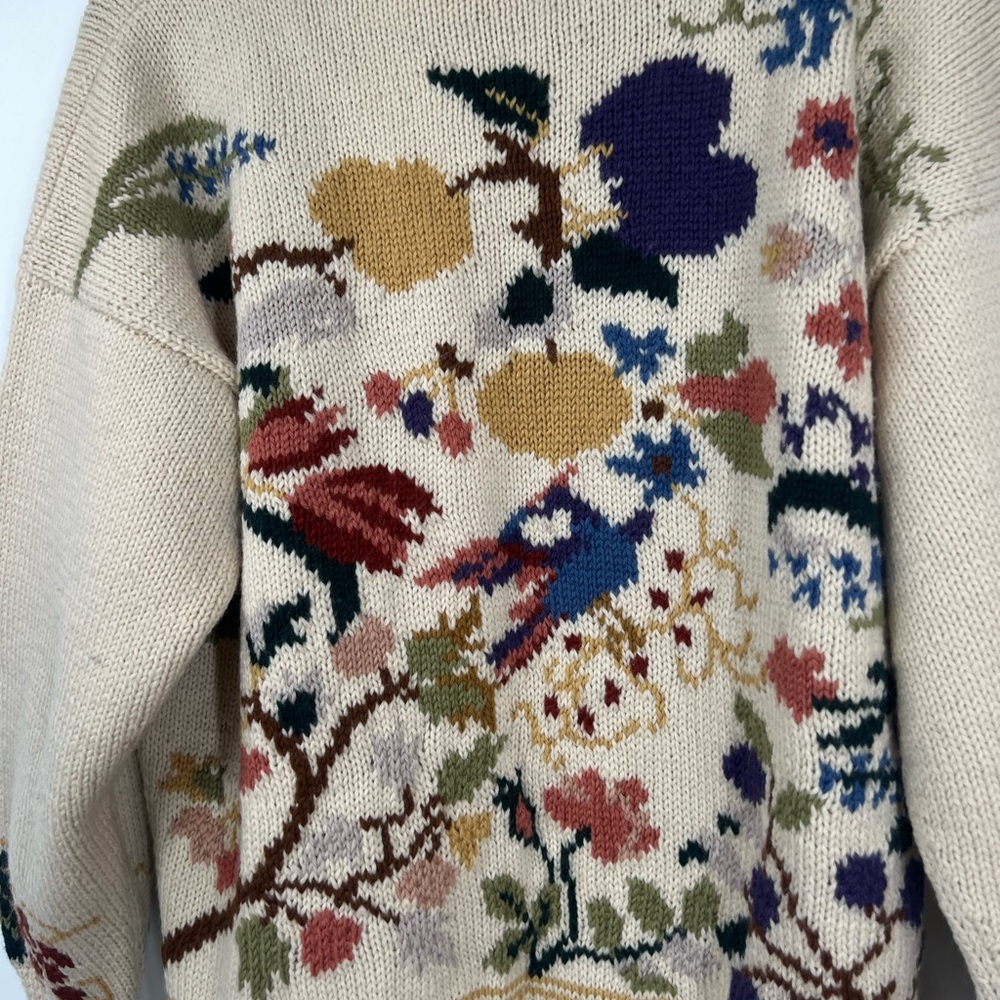 Vintage Abercrombie & Fitch Handkitted Printed Wool Button Front Cardigan - Picture 7 of 8